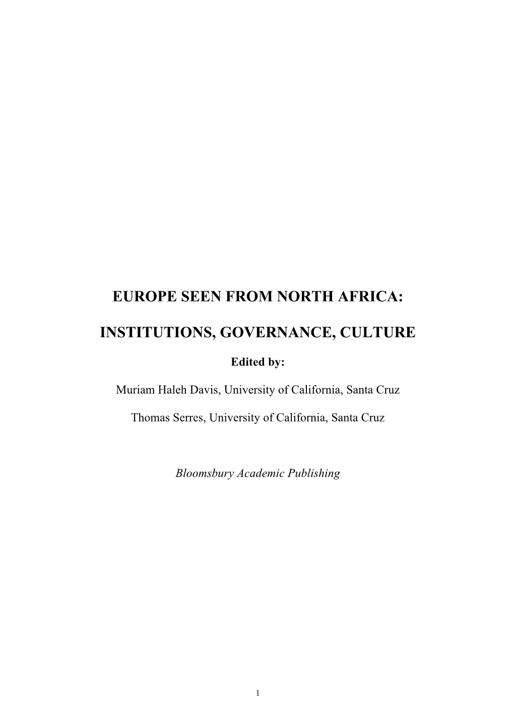 Europe Seen from North Africa: Institutions