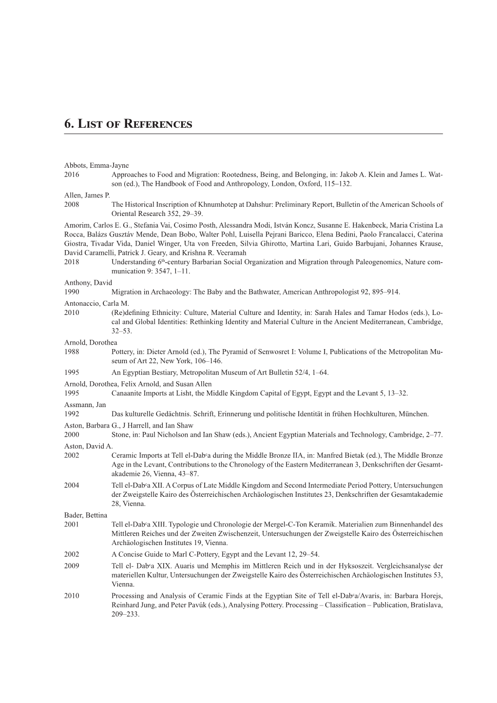 6. List of References