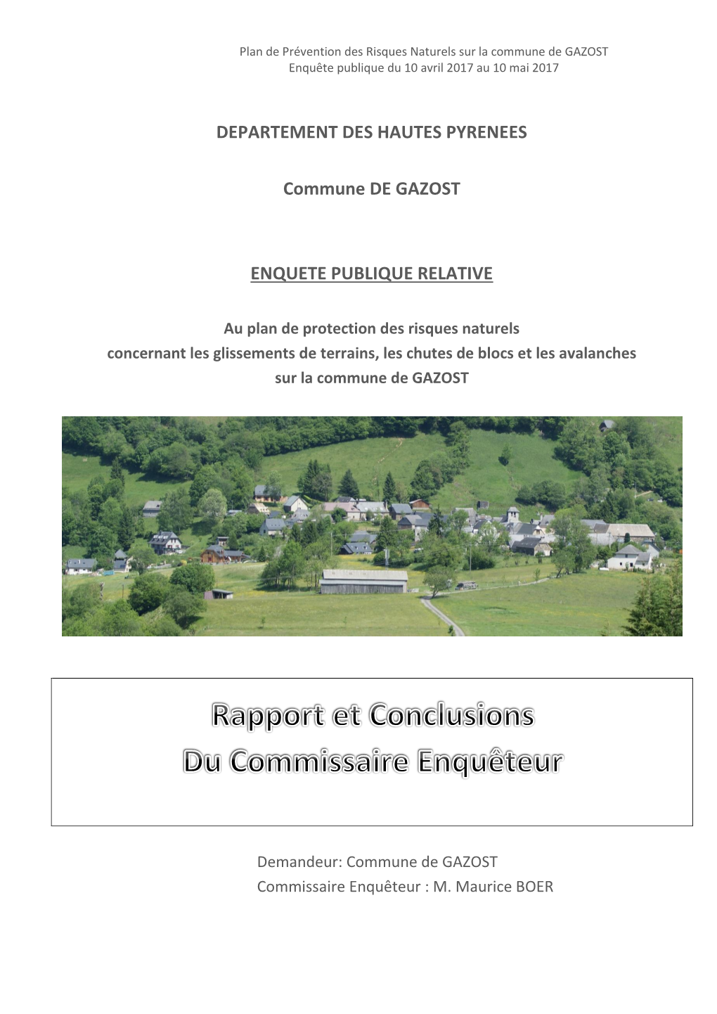 Rapport Du Commissaire Enqueteur