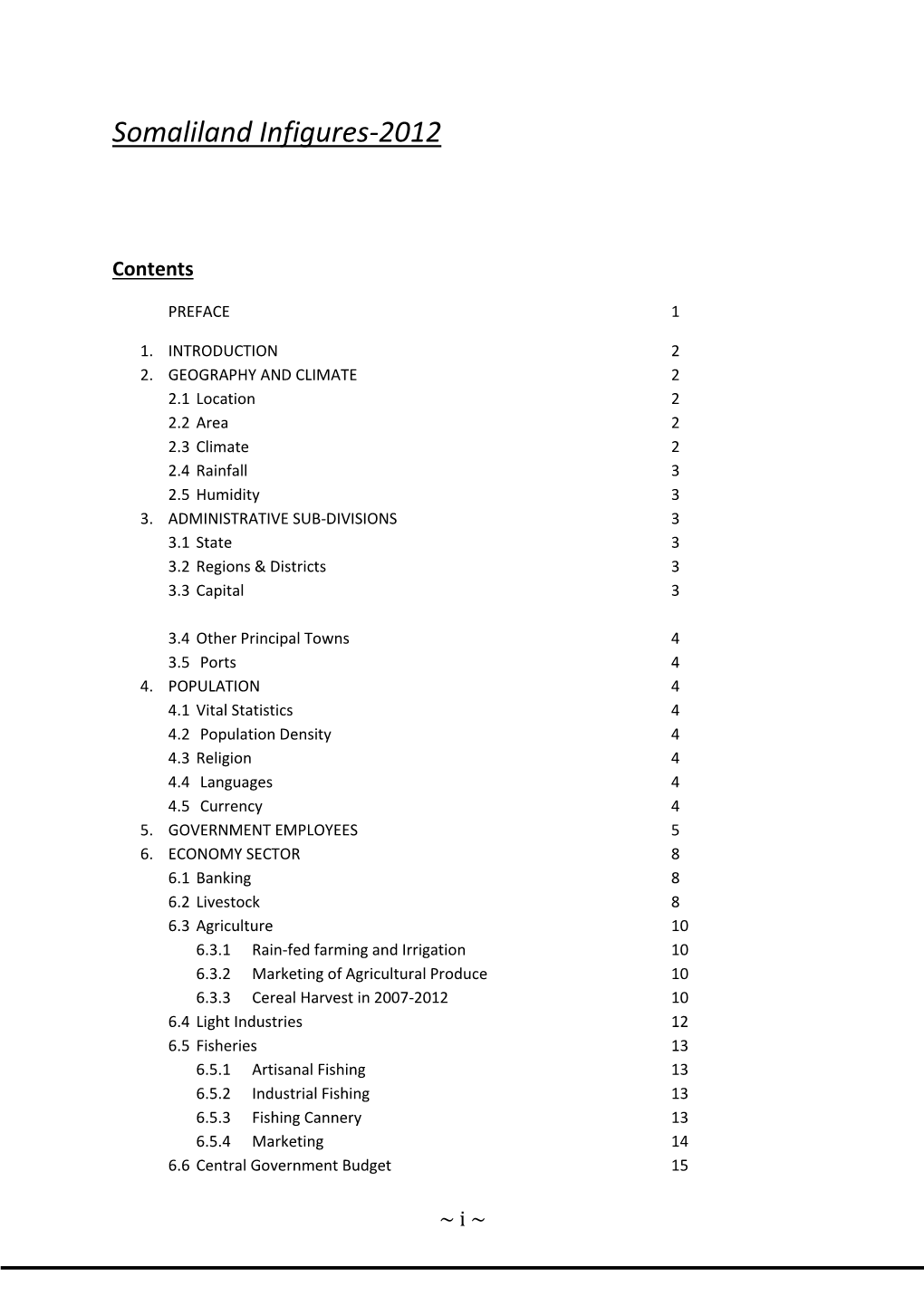 Somaliland Infigures-2012