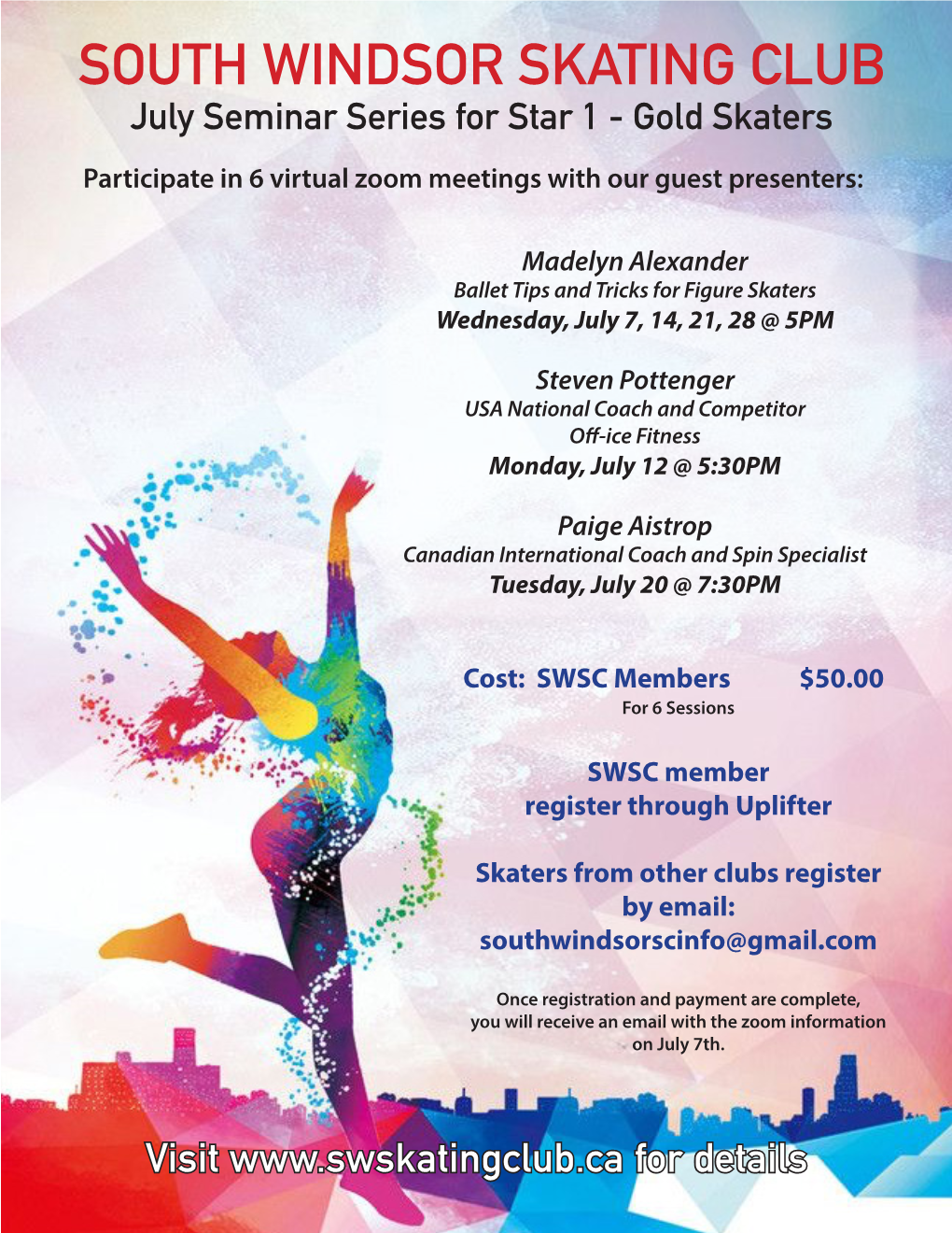 July Seminar Series for Star 1 - Gold Skaters Participate in 6 Virtual Zoom Meetings with Our Guest Presenters