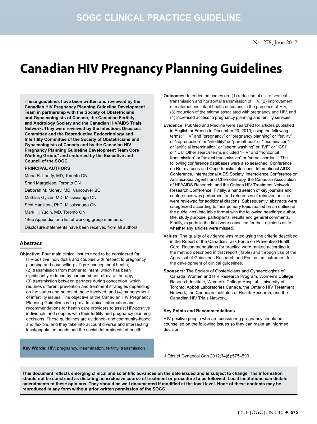 Canadian HIV Pregnancy Planning Guidelines