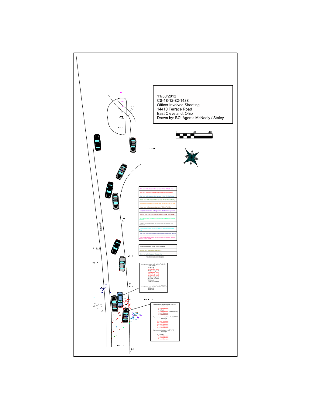 11/30/2012 CS-18-12-82-1488 Officer Involved Shooting 14410 Terrace Road East Cleveland, Ohio Drawn By: BCI Agents Mcneely / Staley