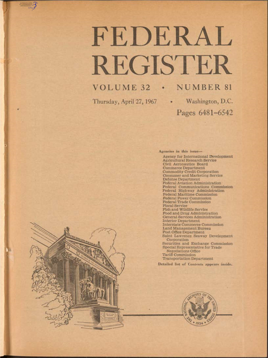 Federal Register Volume 32 • Number 81