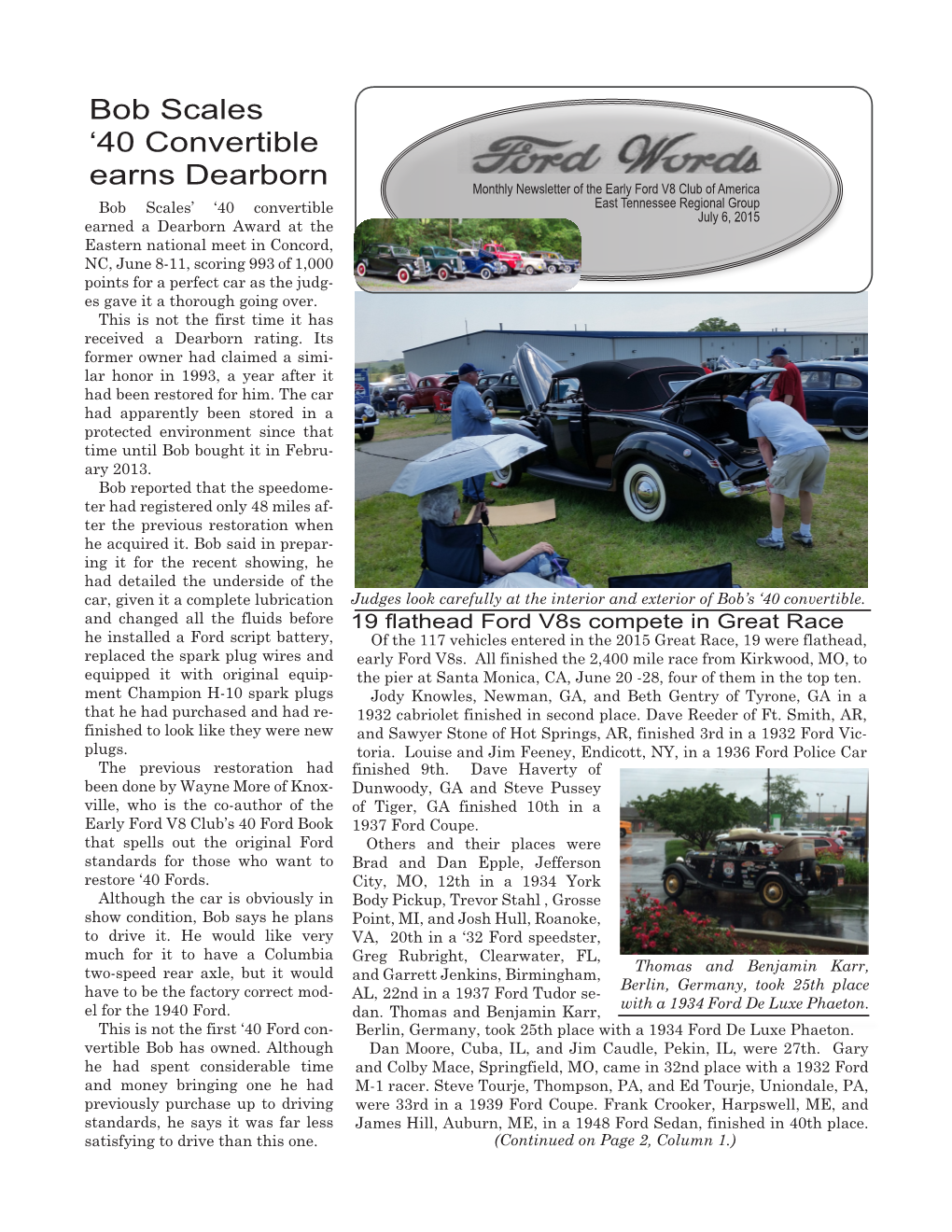 Bob Scales '40 Convertible Earns Dearborn