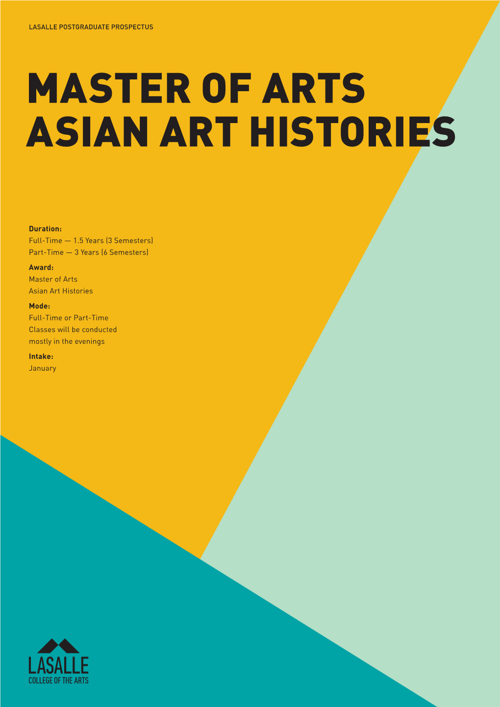 Master of Arts Asian Art Histories