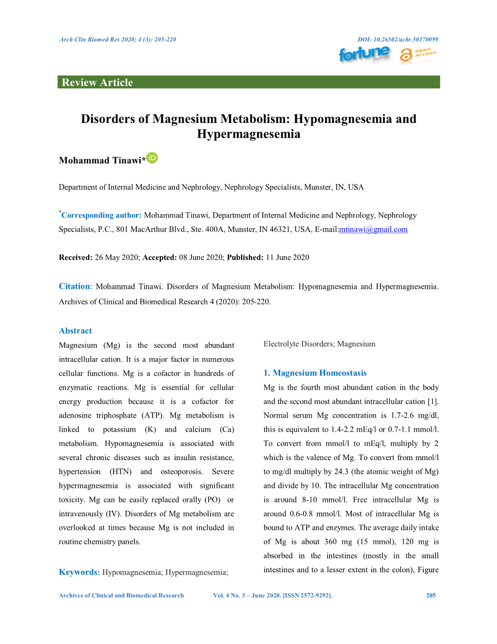 Hypomagnesemia and Hypermagnesemia