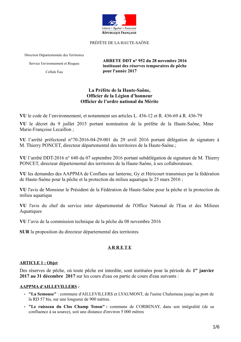 La Préfète De La Haute-Saône, Officier De La Légion D'honneur Officier De L