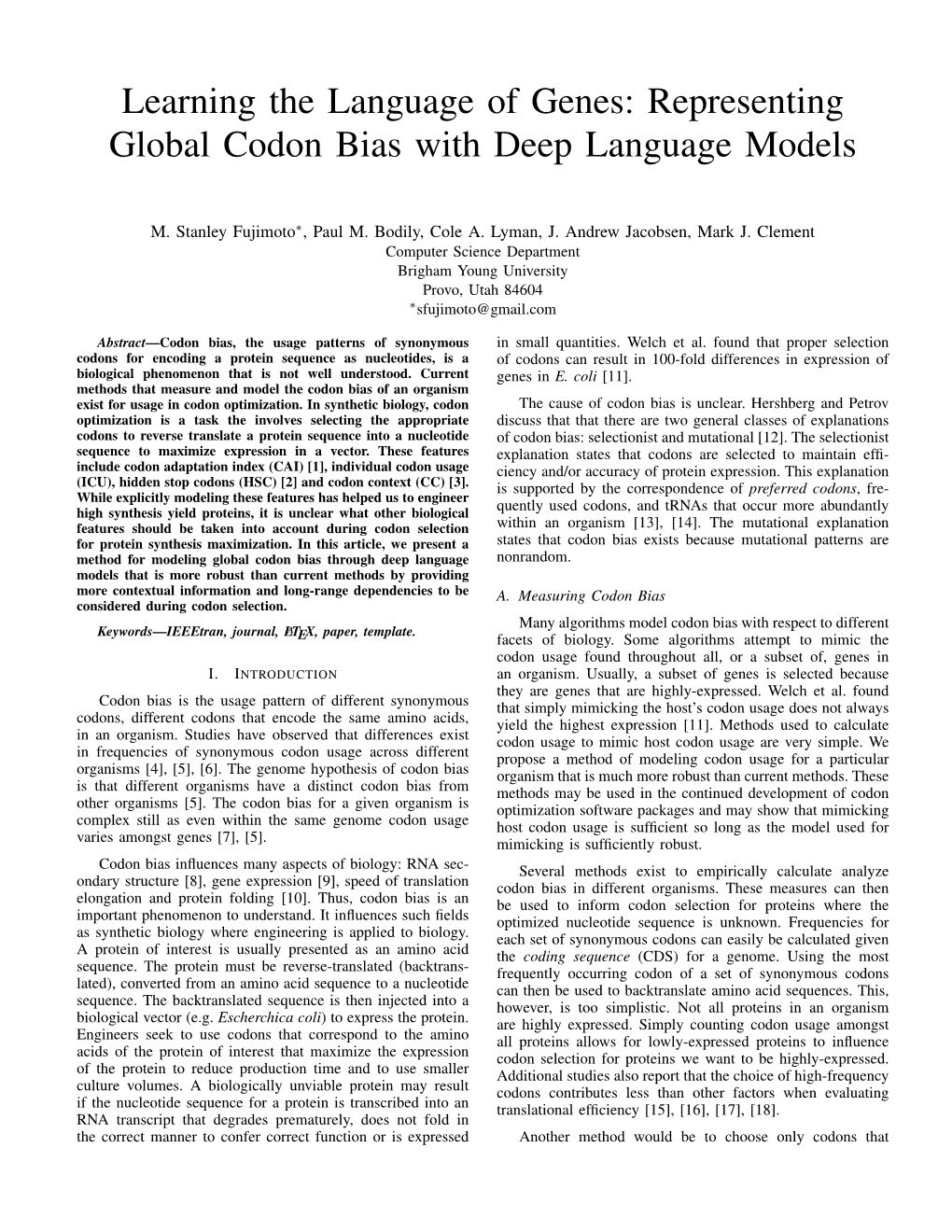 Representing Global Codon Bias with Deep Language Models