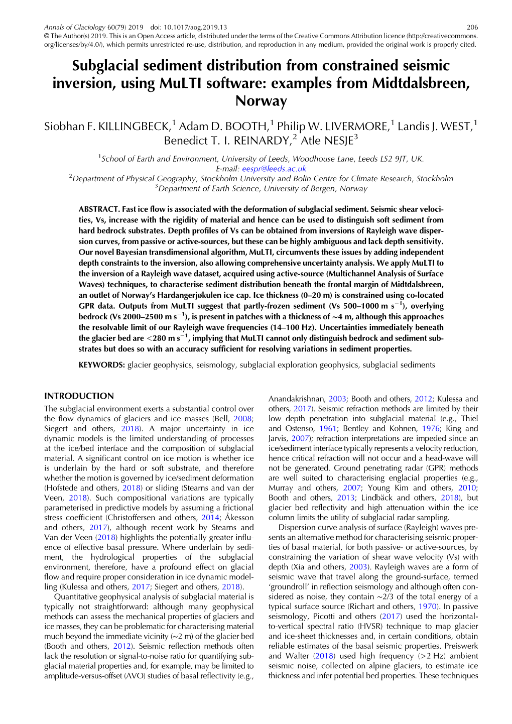 Subglacial Sediment Distribution from Constrained Seismic Inversion, Using Multi Software: Examples from Midtdalsbreen, Norway