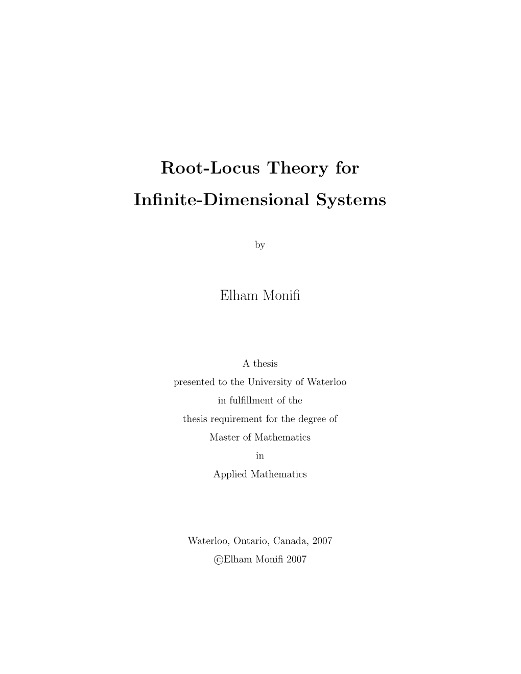 Root-Locus Theory for Infinite-Dimensional Systems