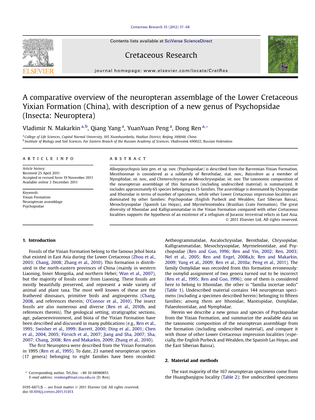 A Comparative Overview of the Neuropteran Assemblage of The