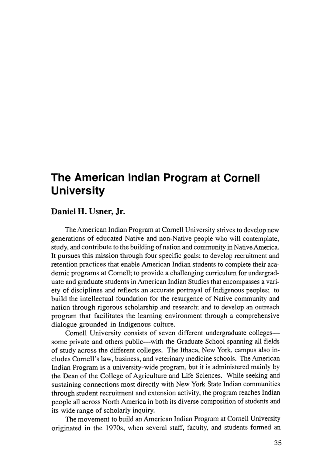 The American Indian Program at Cornell University