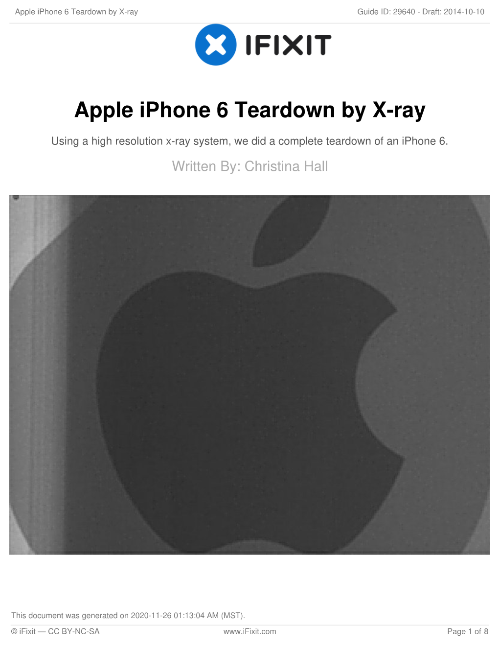 Apple Iphone 6 Teardown by X-Ray Guide ID: 29640 - Draft: 2014-10-10