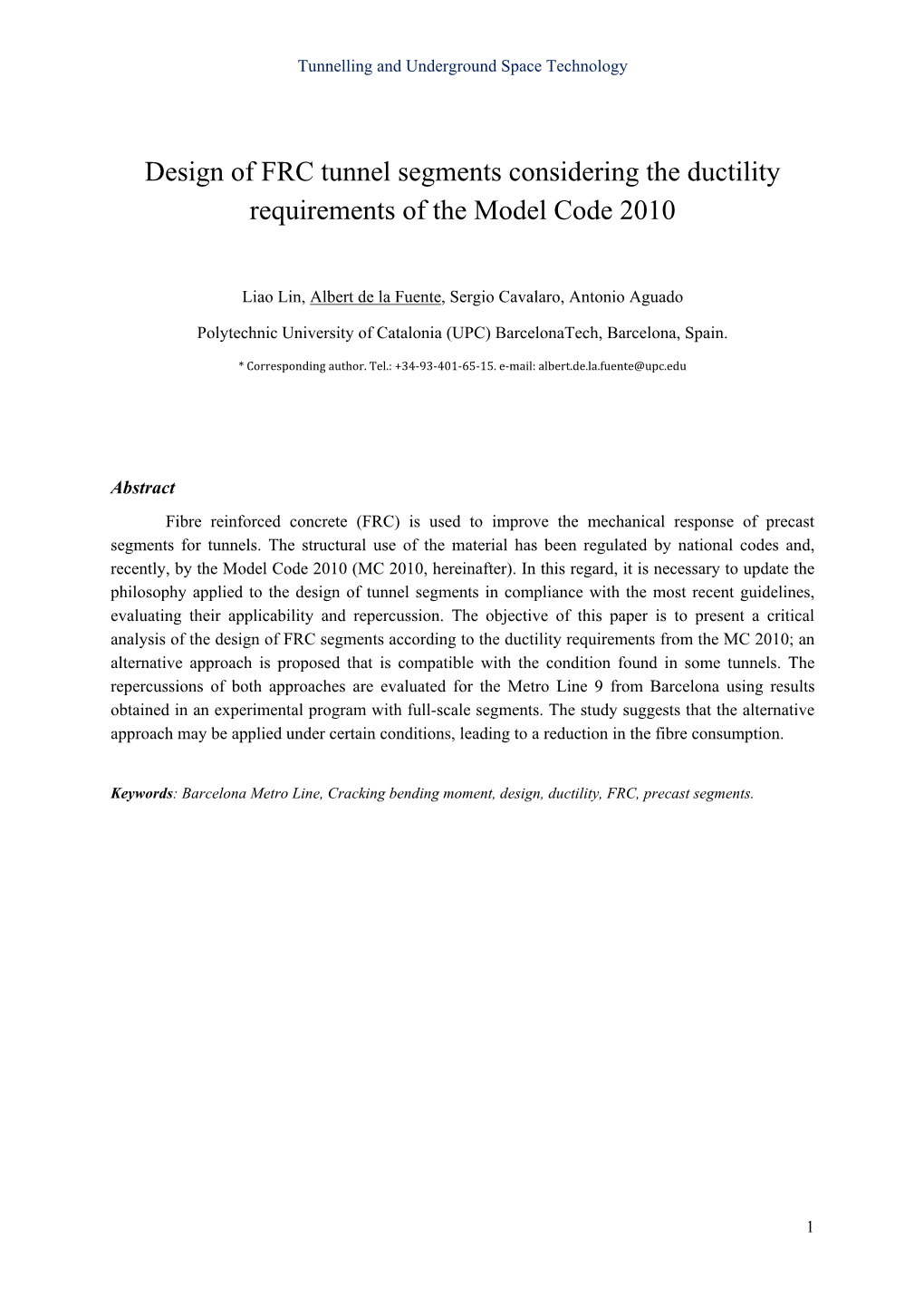 Design of FRC Tunnel Segments Considering the Ductility Requirements of the Model Code 2010