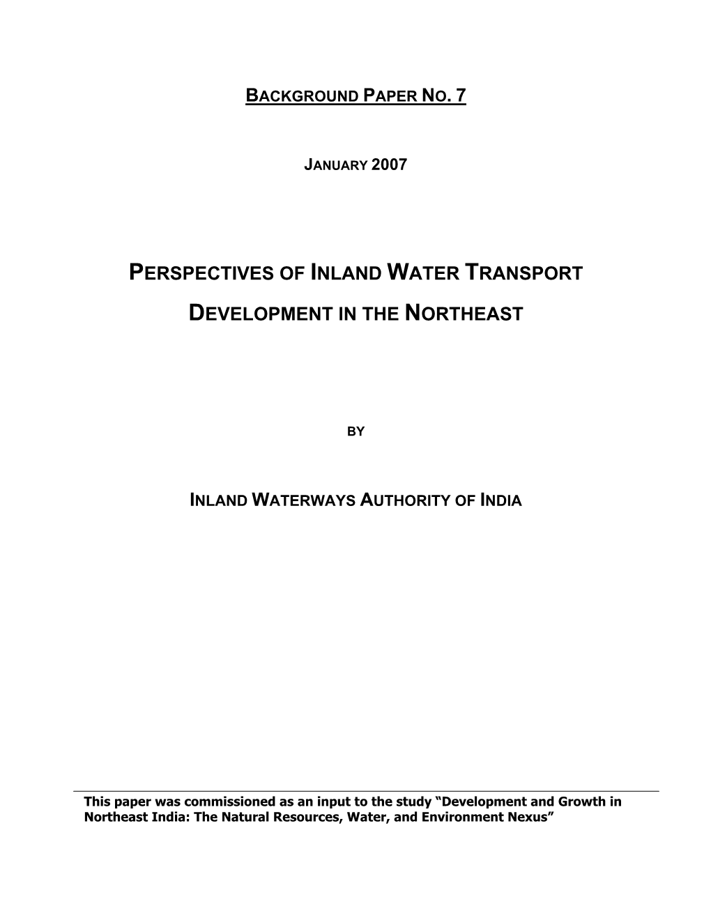 Perspectives of Inland Water Transport Development In