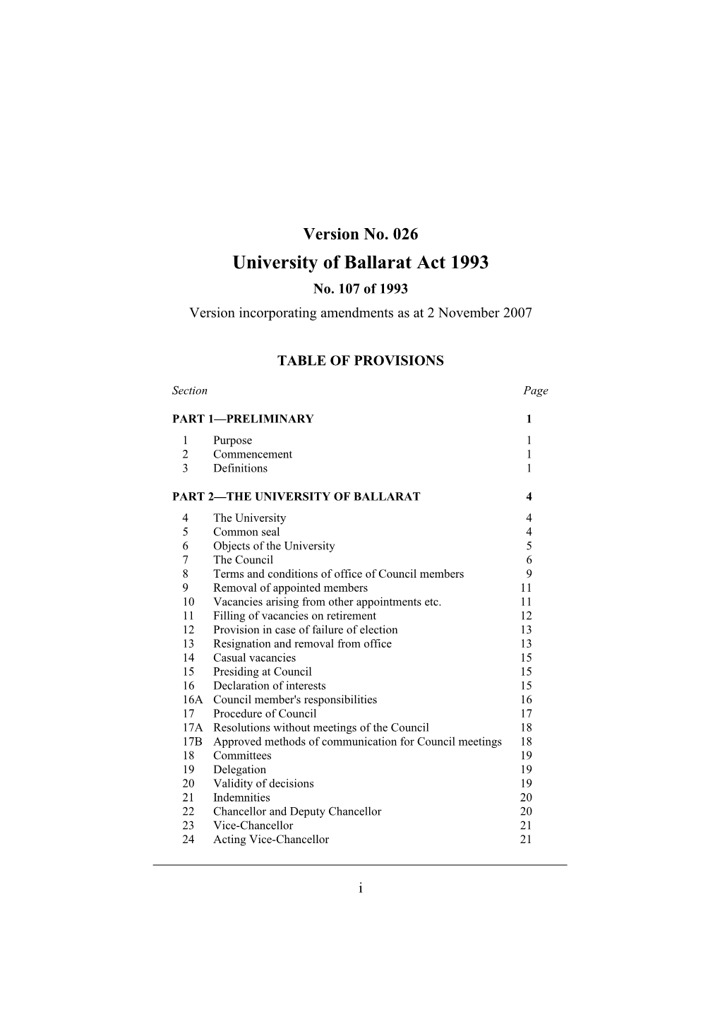 University of Ballarat Act 1993