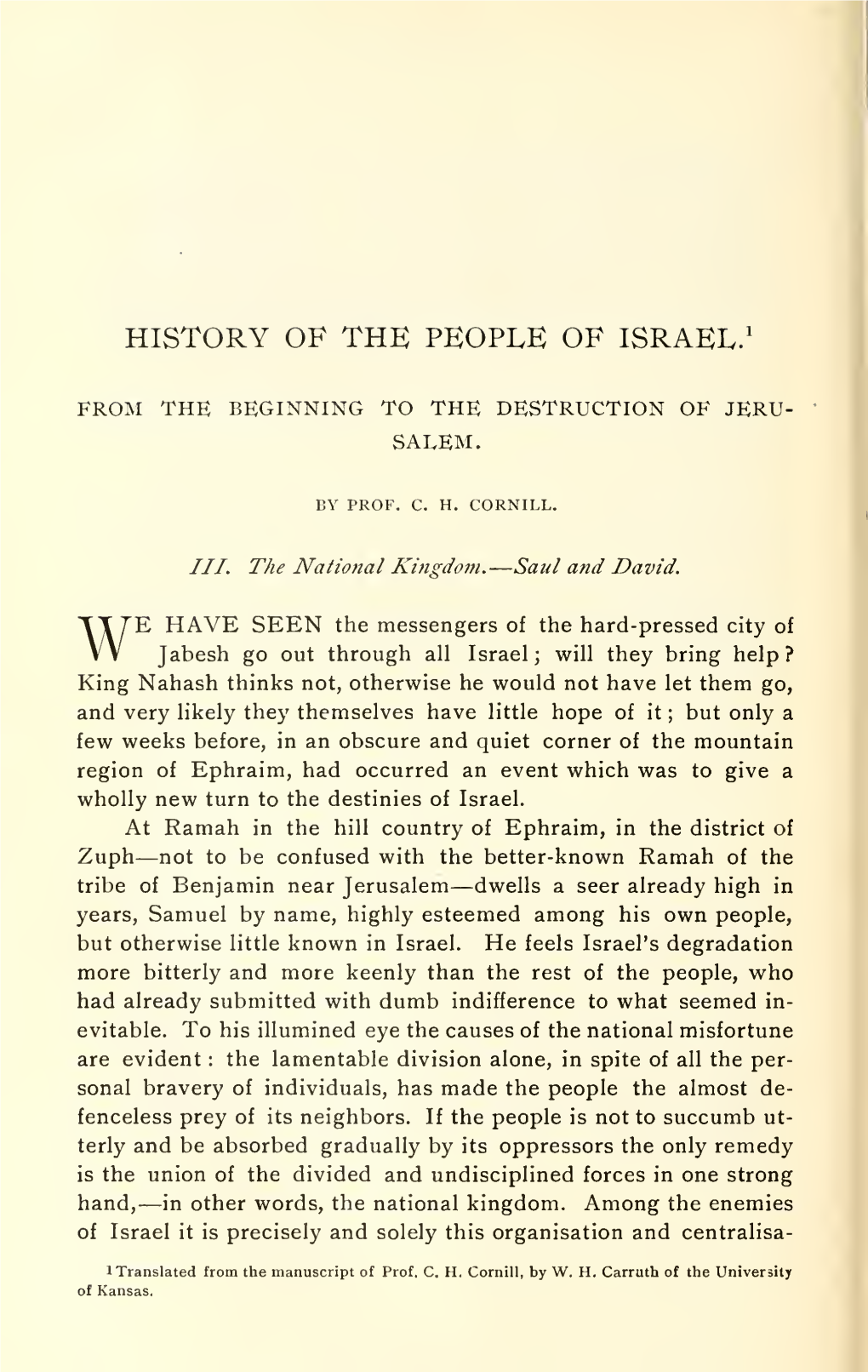 History of the People of Israel. from the Beginning to the Destruction Of