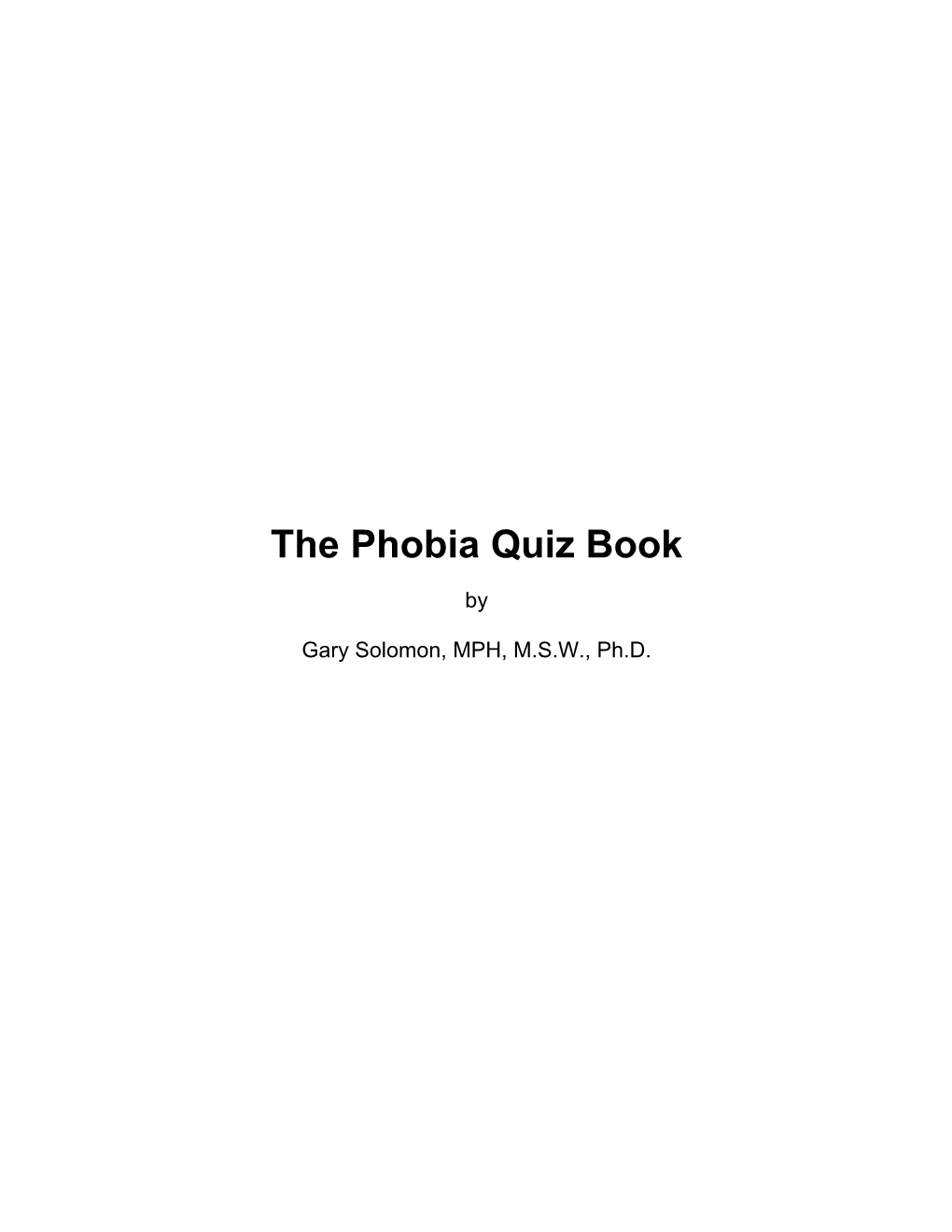 Phobia Quiz Book