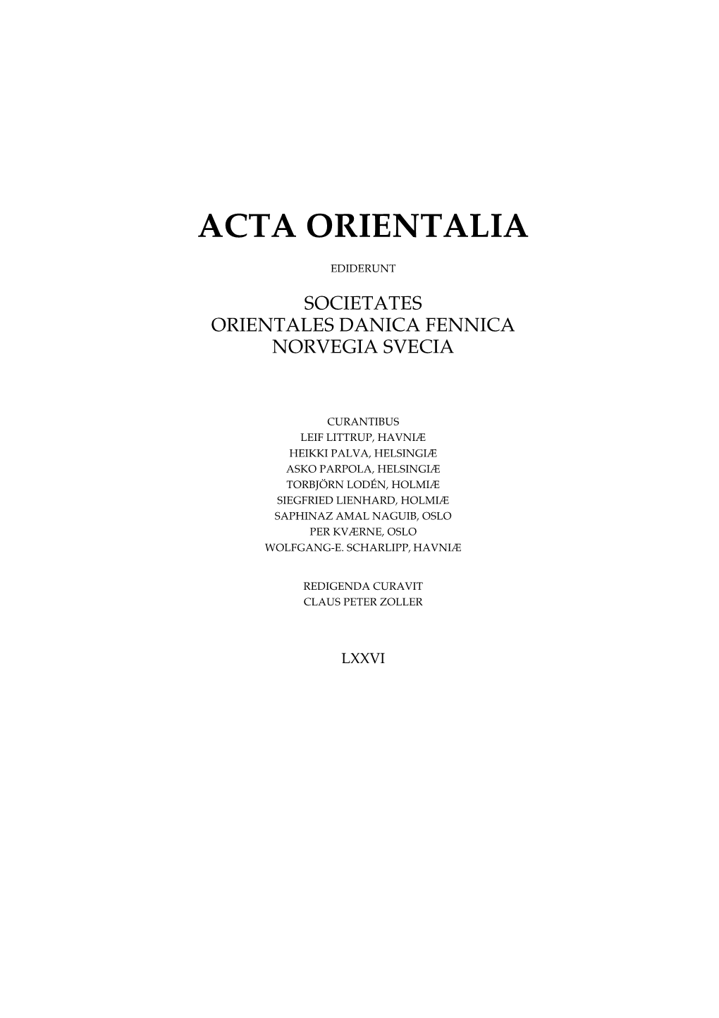 Acta Orientalia