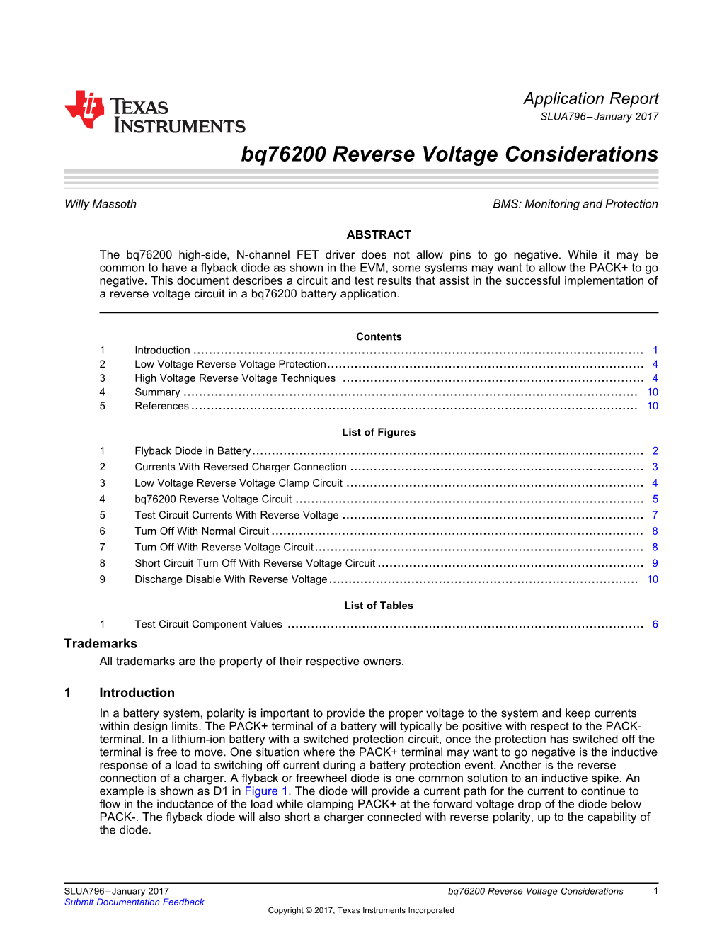 Bq76200 Reverse Voltage Considerations