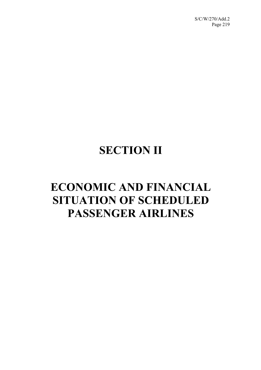 Section Ii Economic and Financial Situation of Scheduled Passenger