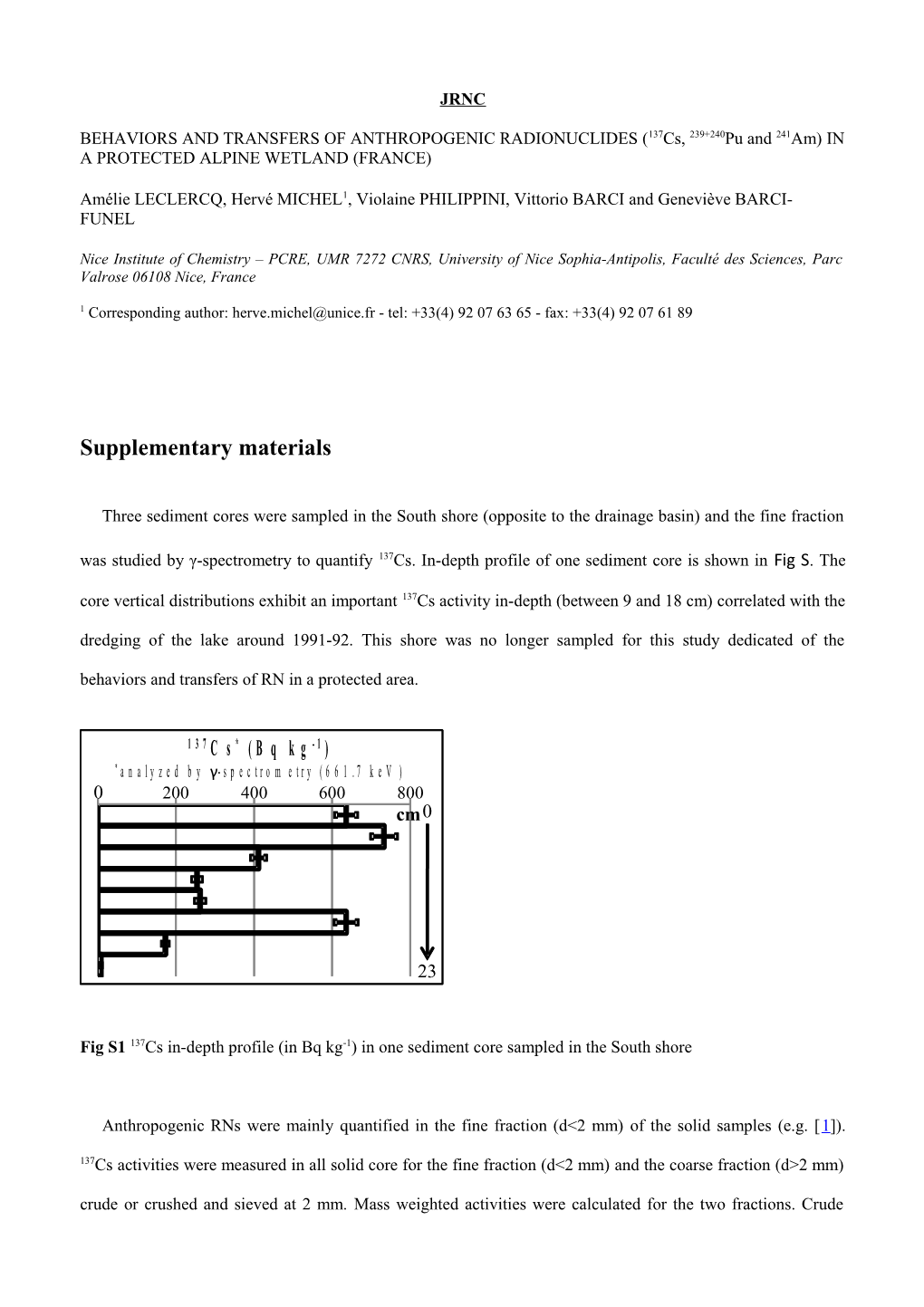 BEHAVIORS and TRANSFERS of ANTHROPOGENIC RADIONUCLIDES (137Cs, 239+240Pu and 241Am) IN