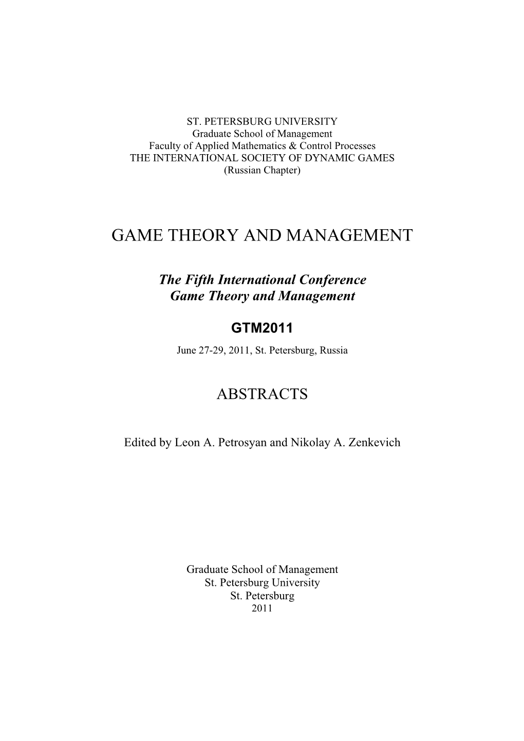 Game Theory and Management