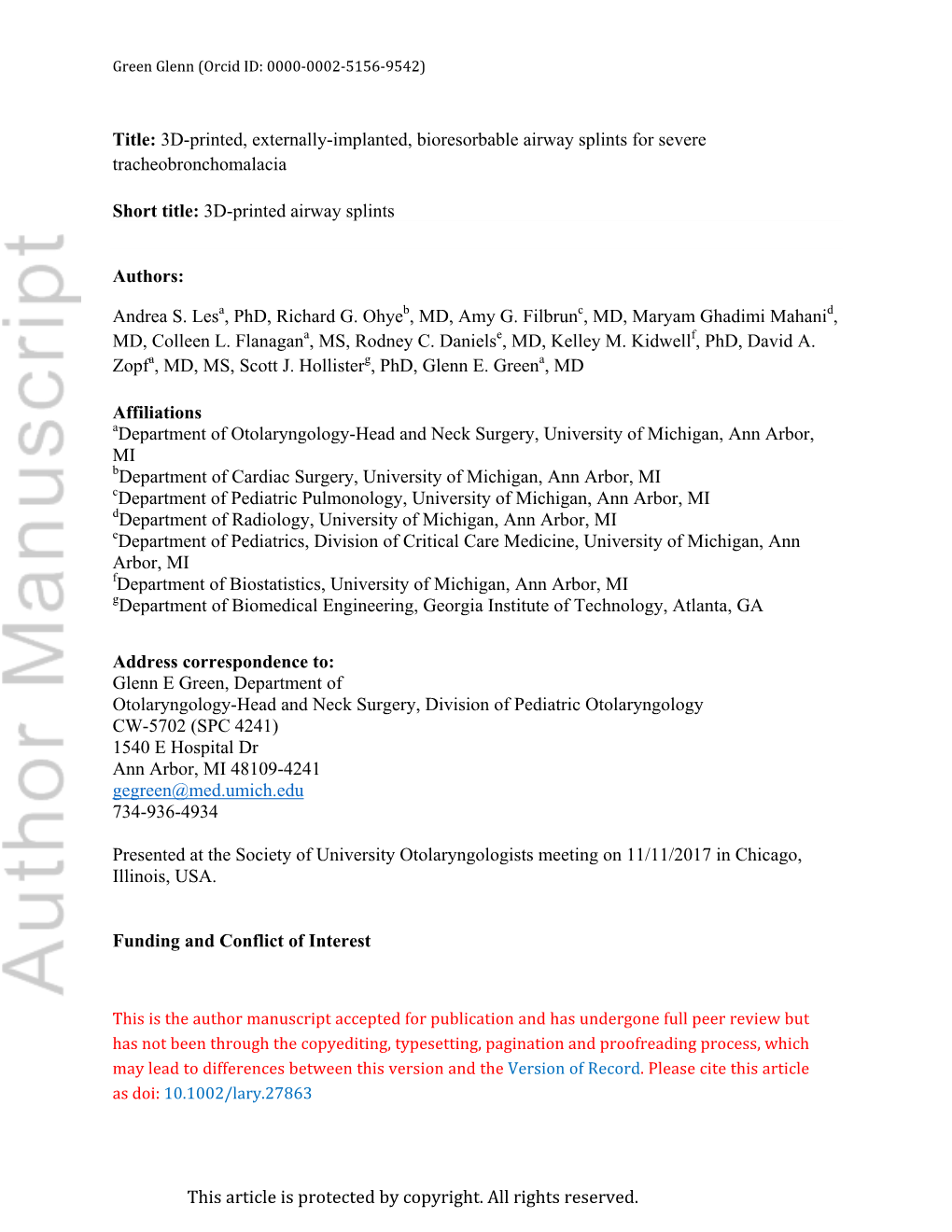 3D-Printed, Externally-Implanted, Bioresorbable Airway Splints for Severe Tracheobronchomalacia