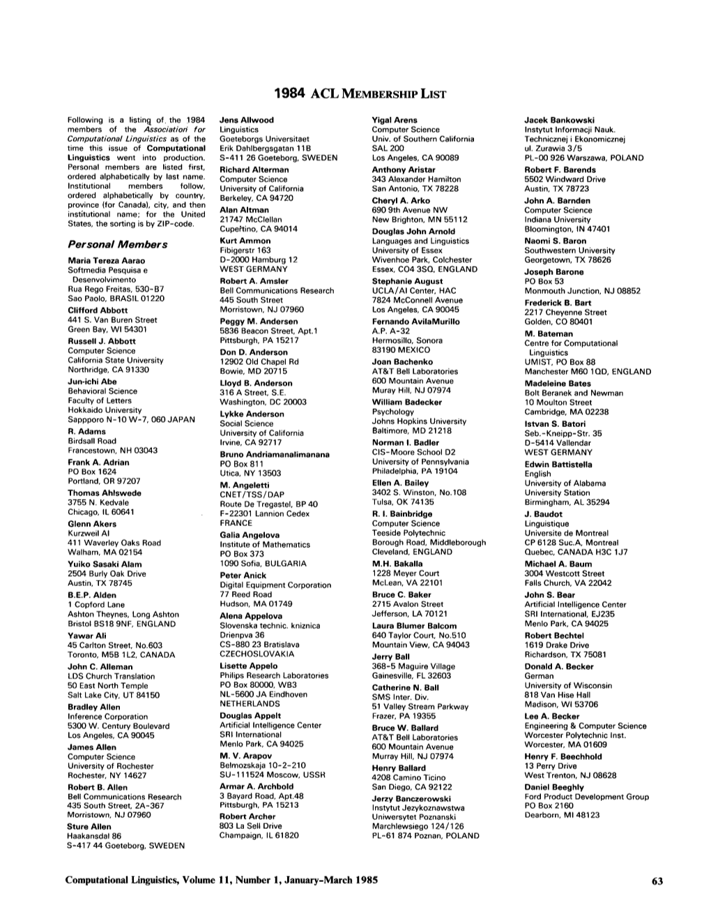 1984 Acl Membership List