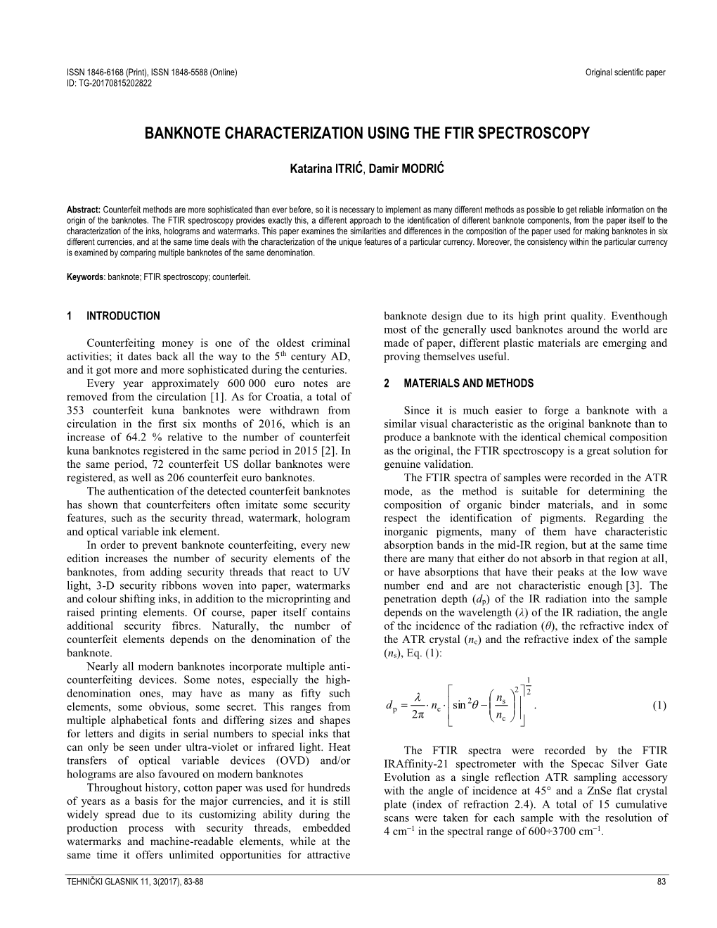 Banknote Characterization Using the Ftir Spectroscopy