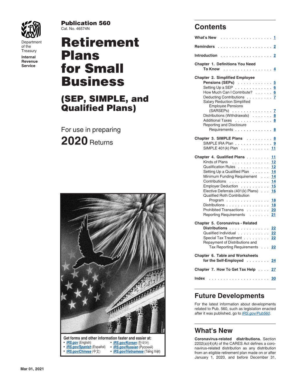Publication 560, Retirement Plans for Small Business