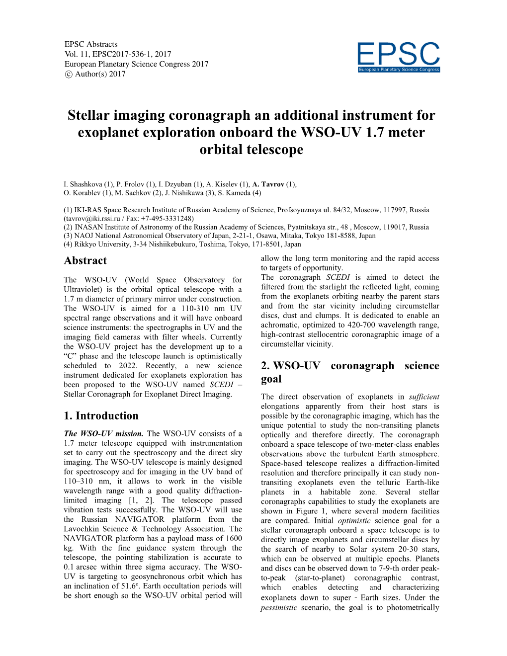 Stellar Imaging Coronagraph an Additional Instrument for Exoplanet Exploration Onboard the WSO-UV 1.7 Meter Orbital Telescope