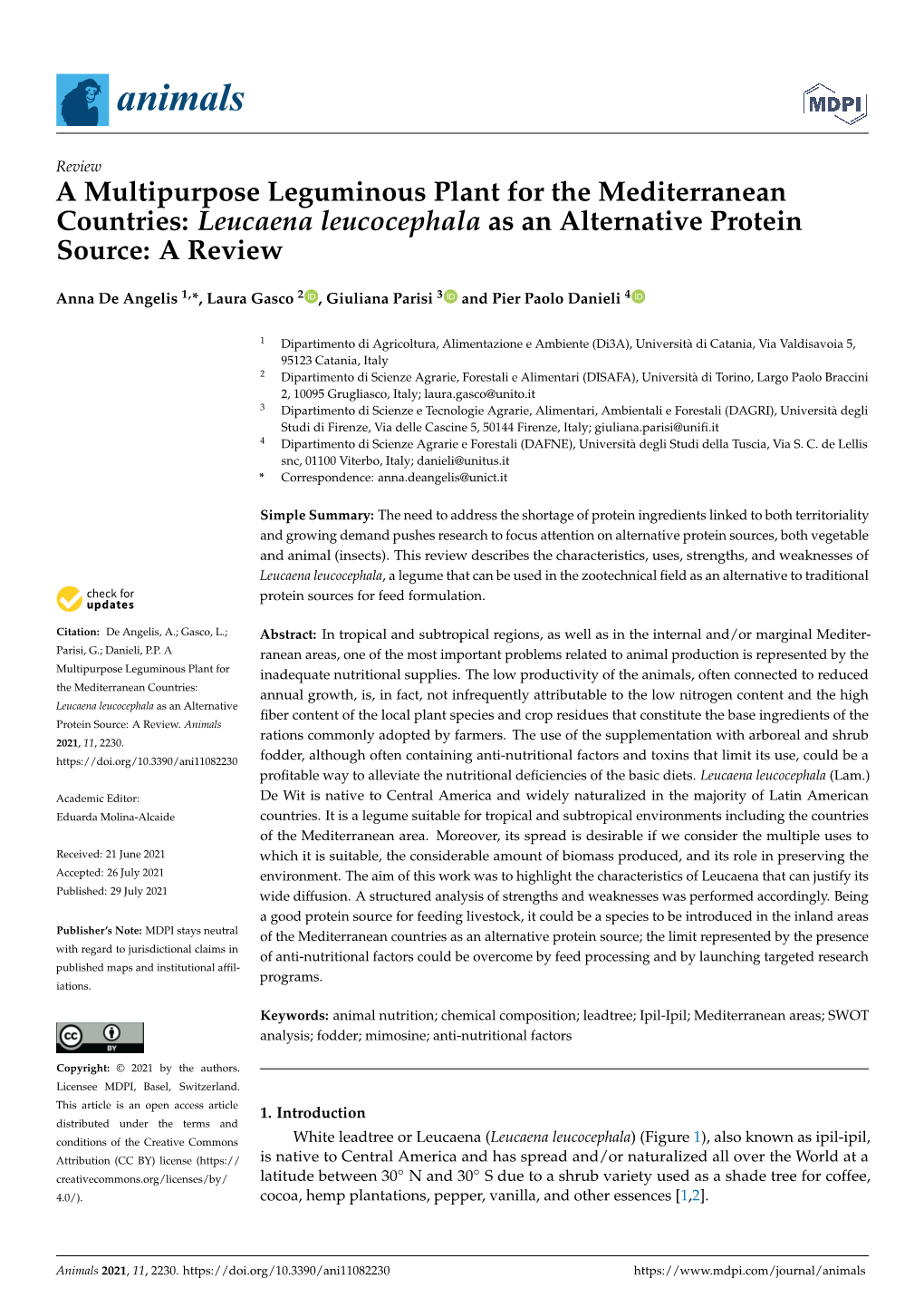 Leucaena Leucocephala As an Alternative Protein Source: a Review