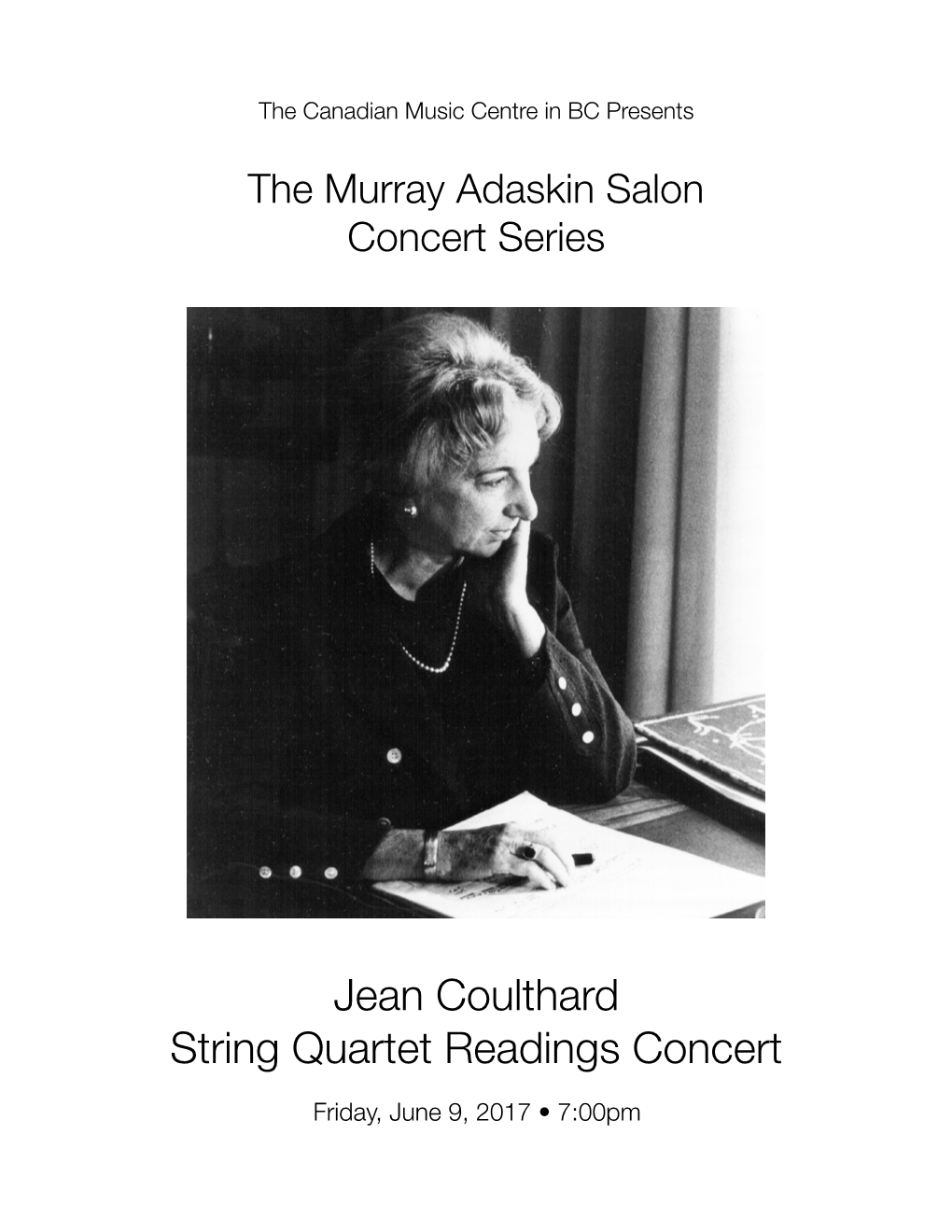 Jean Coulthard String Quartet Readings Concert