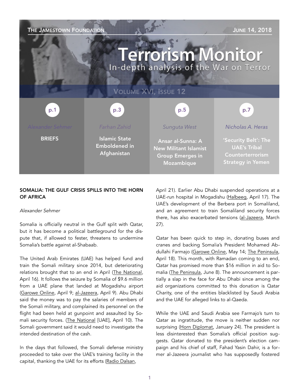 Terrorism Monitor, October 24, 2014)