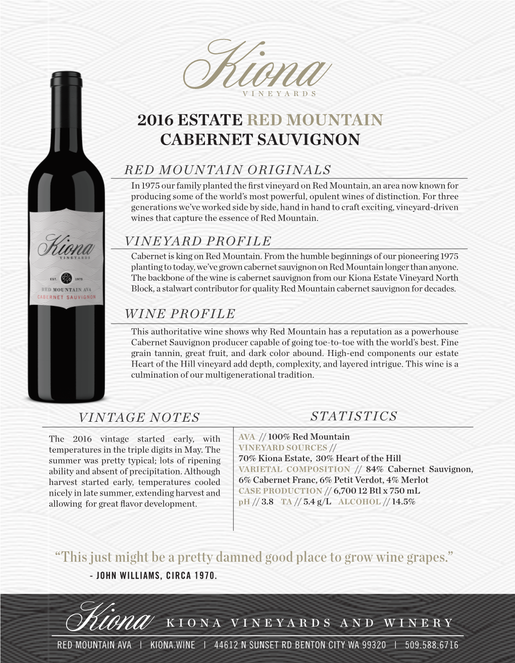 2016 Estate Red Mountain Cabernet Sauvignon