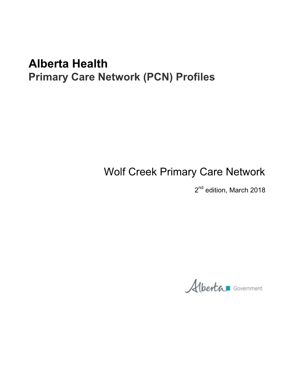 Alberta Health Primary Care Network (PCN) Profiles
