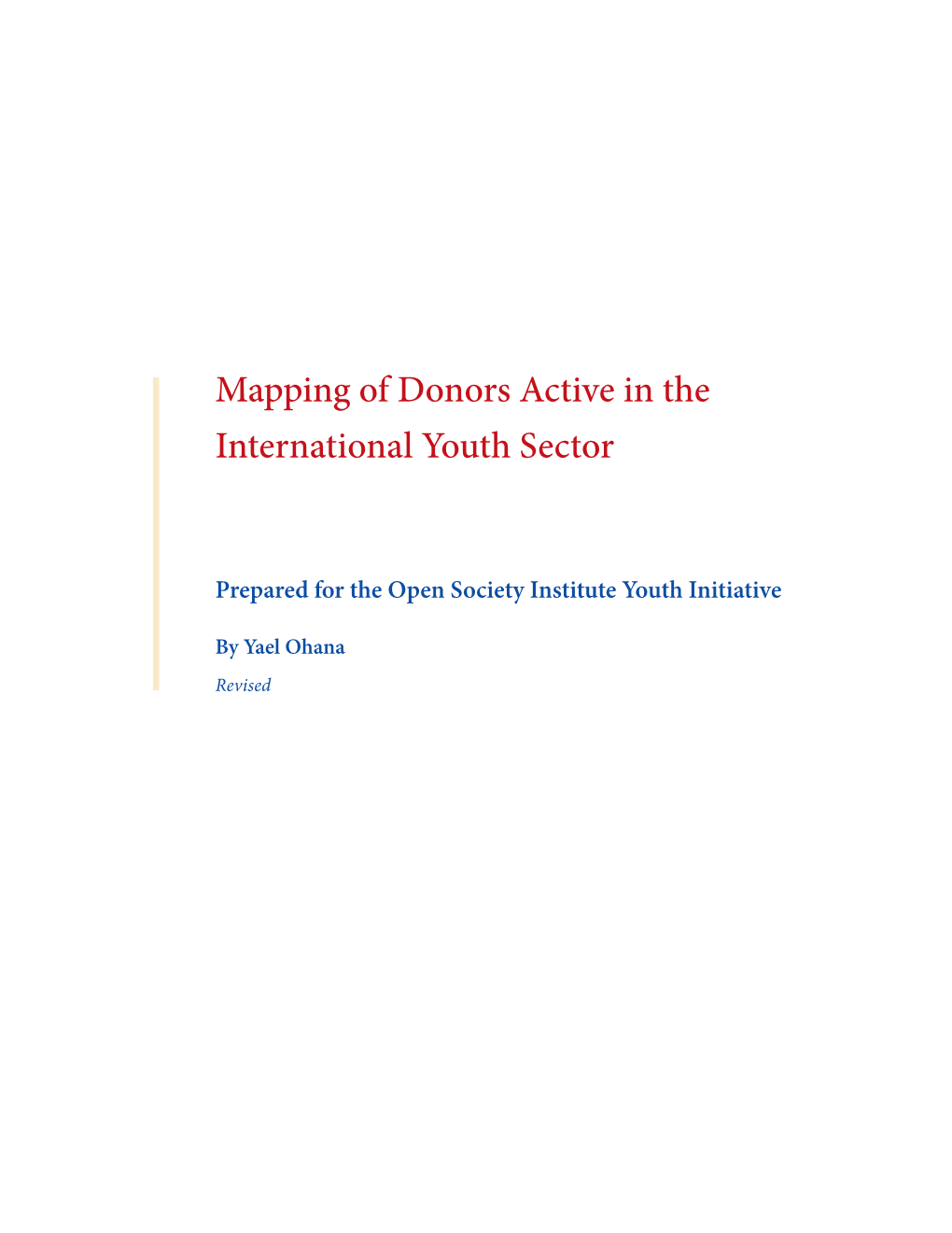 Mapping of Donors Active in the International Youth Sector