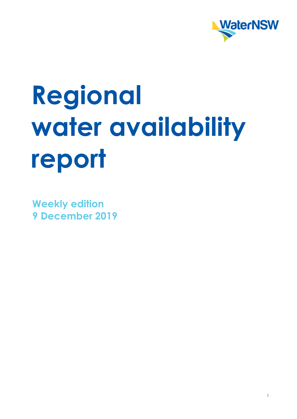 Latest Regional Water Availability Report