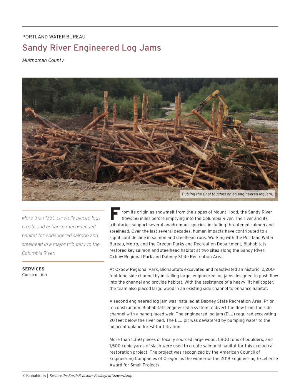 Sandy River Engineered Log Jams