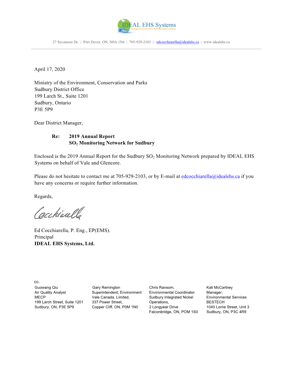 2019 Sudbury Annual SO2 Report DRAFT V0