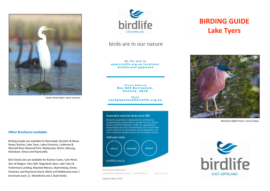 BIRDING GUIDE Lake Tyers