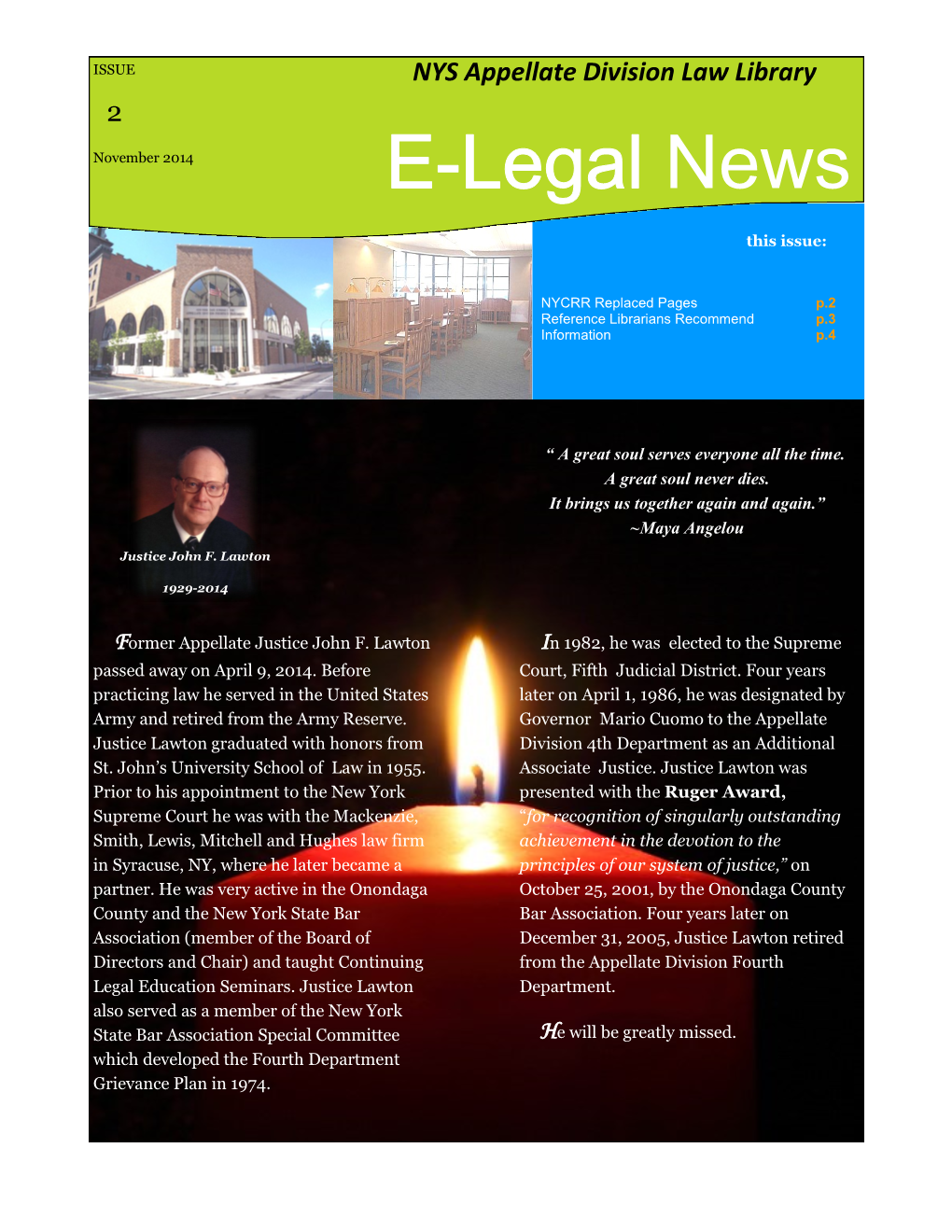 NYS Appellate Division Law Library 2 November 2014 E-Legal News