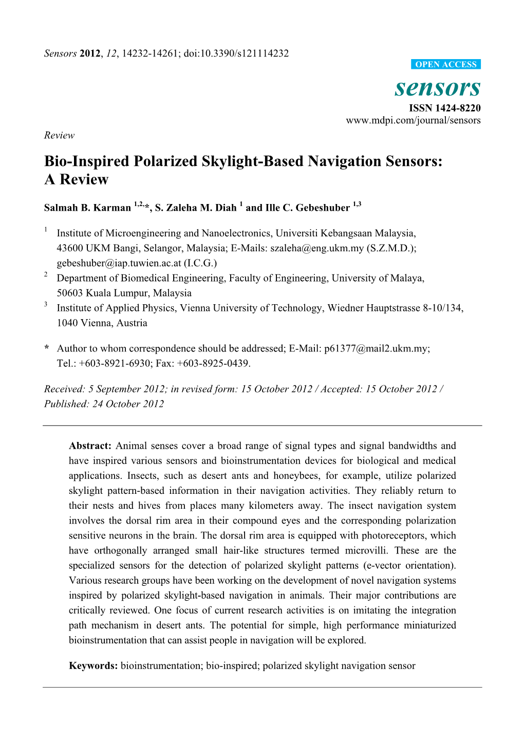 Bio-Inspired Polarized Skylight-Based Navigation Sensors: a Review