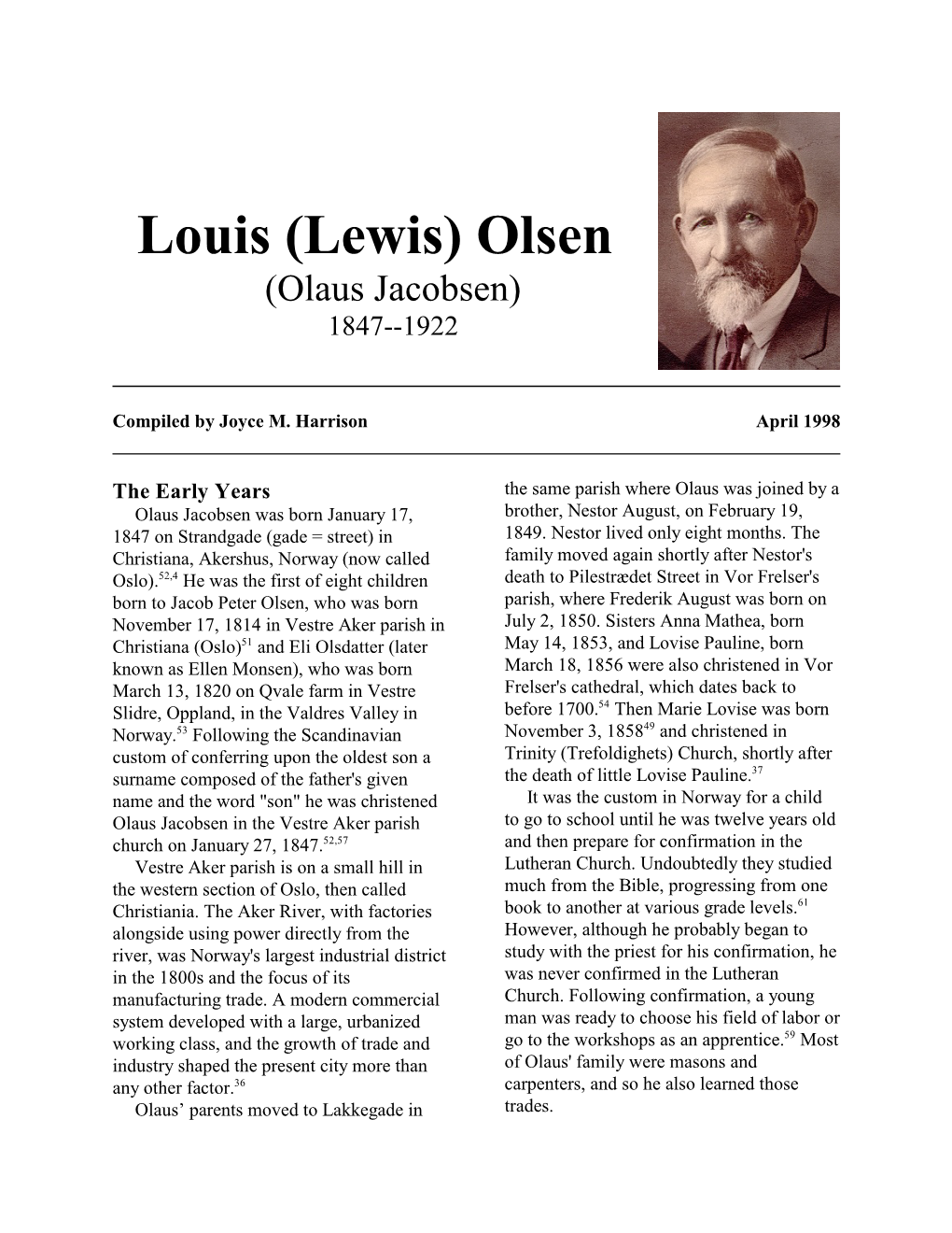 Lewis) Olsen (Olaus Jacobsen) 1847--1922