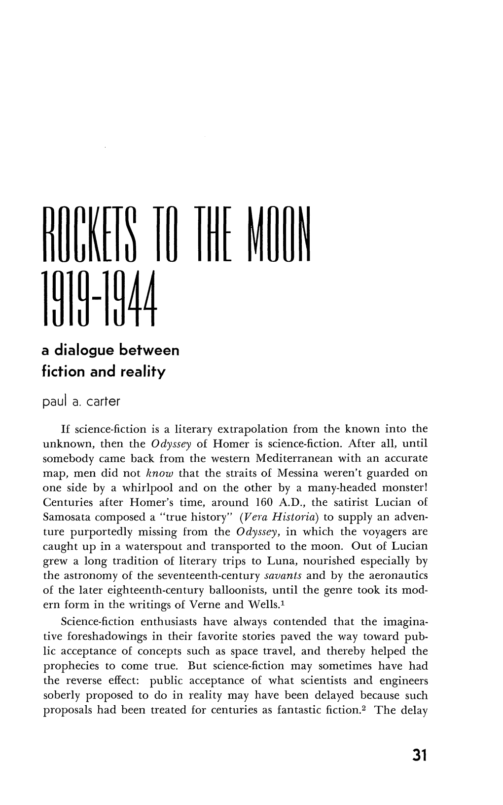 ROCKETS IB I MOON 11141 a Dialogue Between Fiction and Reality Paul A