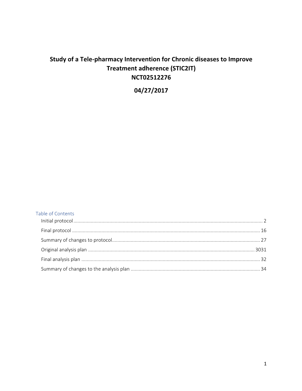 Study Protocol and Statistical Analysis Plan