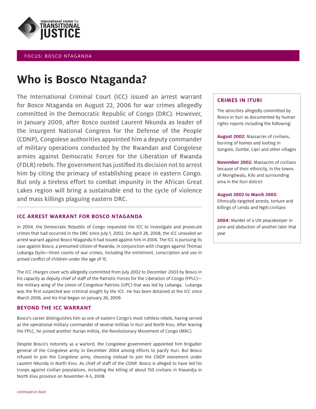 Who Is Bosco Ntaganda?
