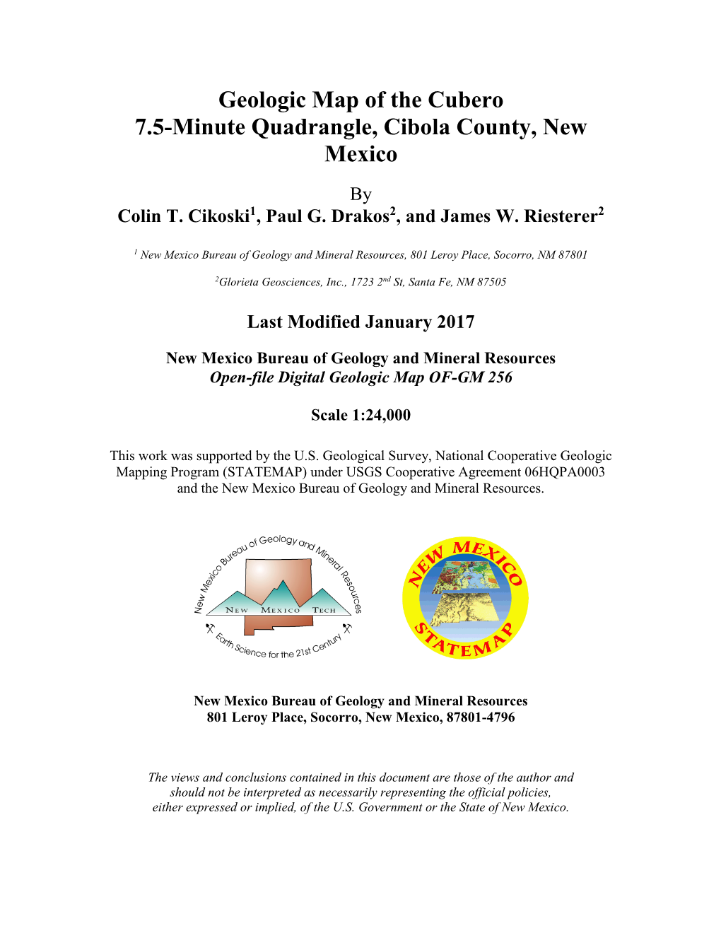 Geologic Map of the Cubero 7.5-Minute Quadrangle, Cibola County, New Mexico